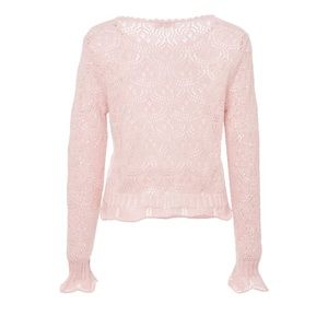 LoveShackFancy Designer Boutique Women's Pink Riley Eyelet Knit Sweater